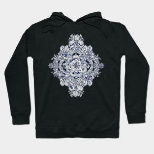 Floral Diamond Doodle in Dark Blue and Cream Hoodie